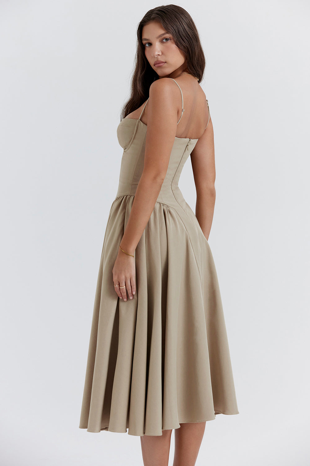 Norielle midi bustier šaty černé rozšířené