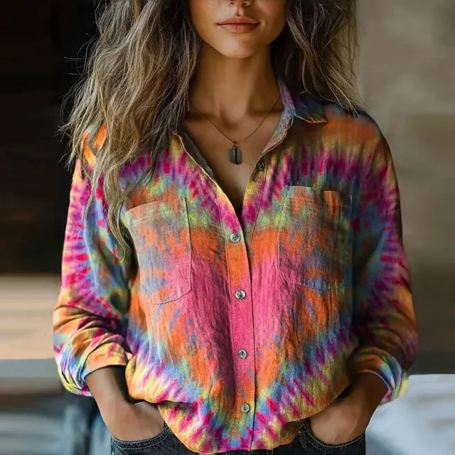 Norielle Tie-Dye halenka růžová s knoflíky