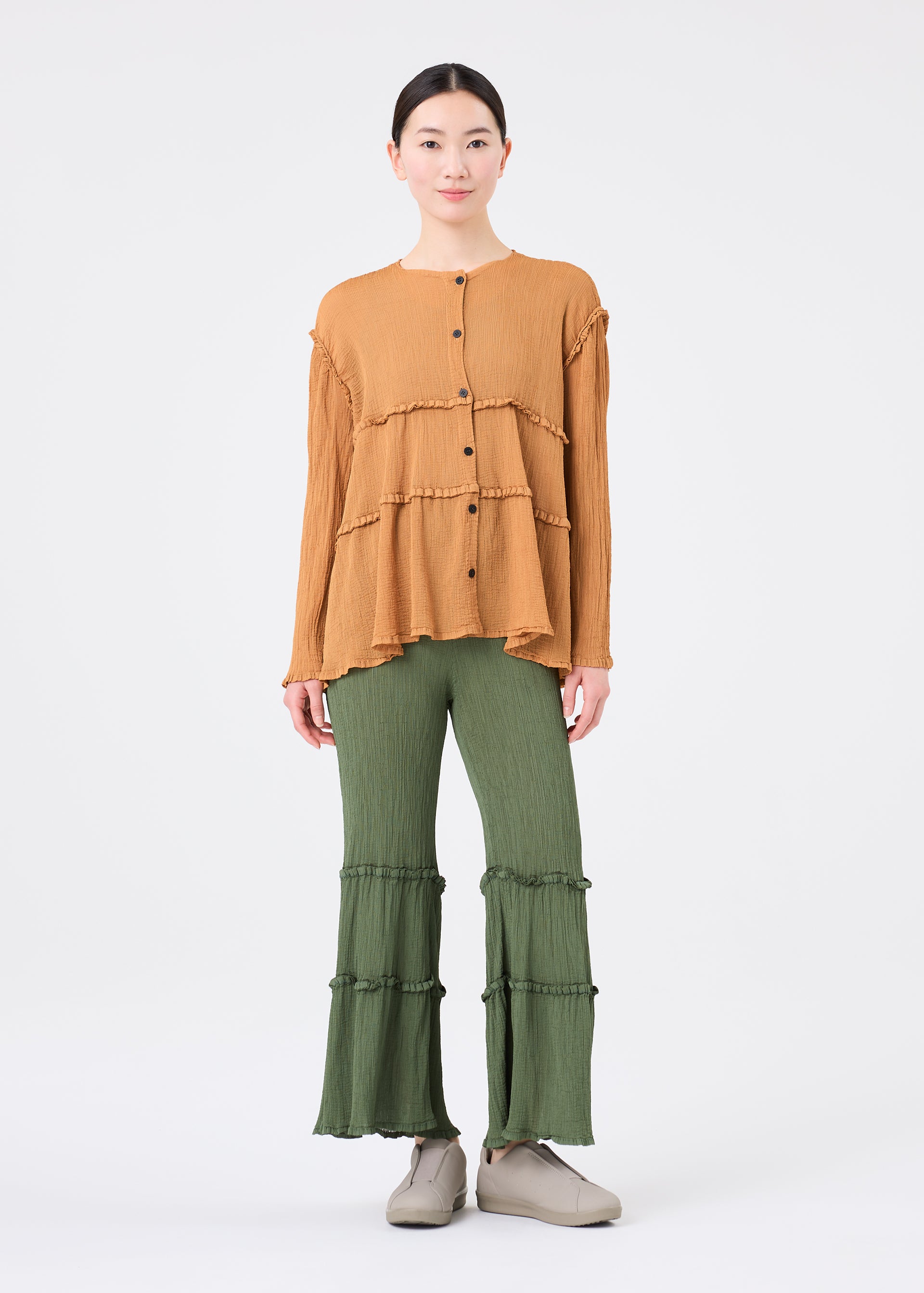 Issey Miyake Flare See-Through Crepe kardigan charcoal krep