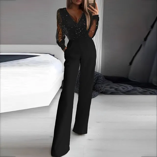 Norielle Glamour kombinéza černá flitrová