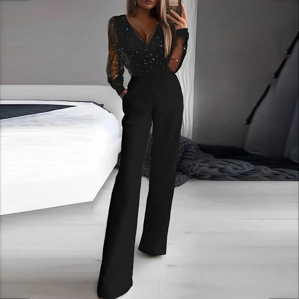 Norielle Glamour kombinéza černá flitrová