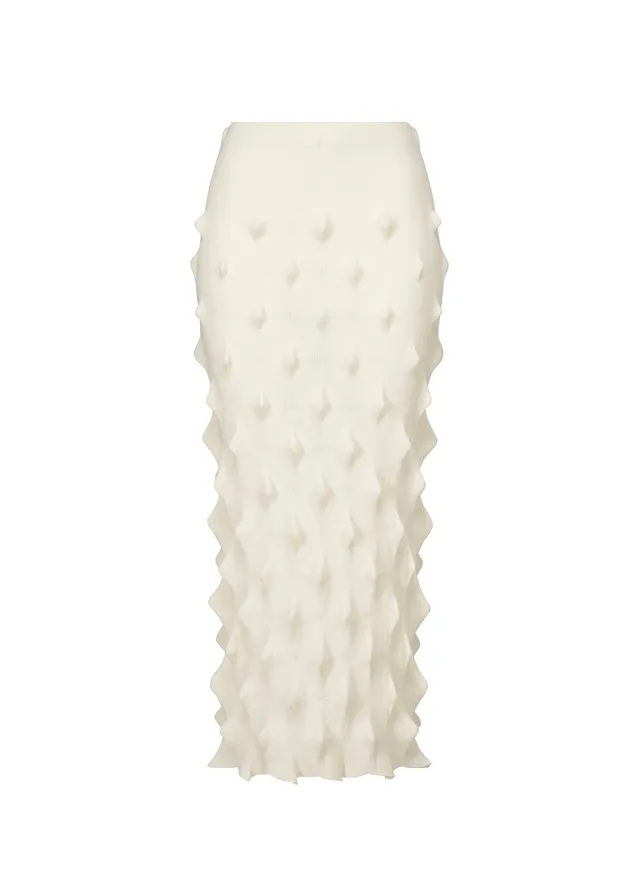 Issey Miyake HaaT Zig Zag Knit sukně bílá organická bavlna