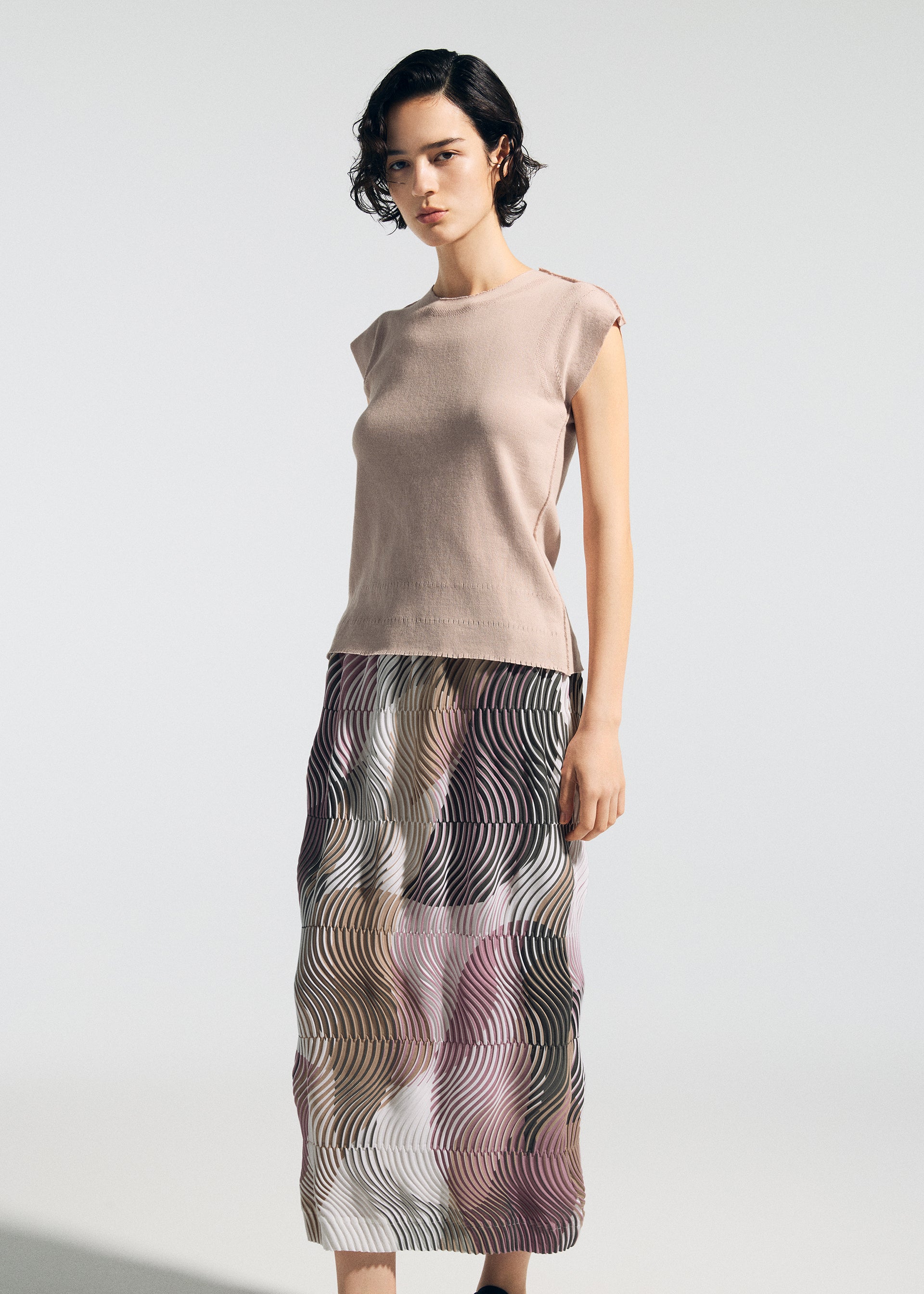 Issey Miyake Type-P 005 dámská sukně růžová plisovaná