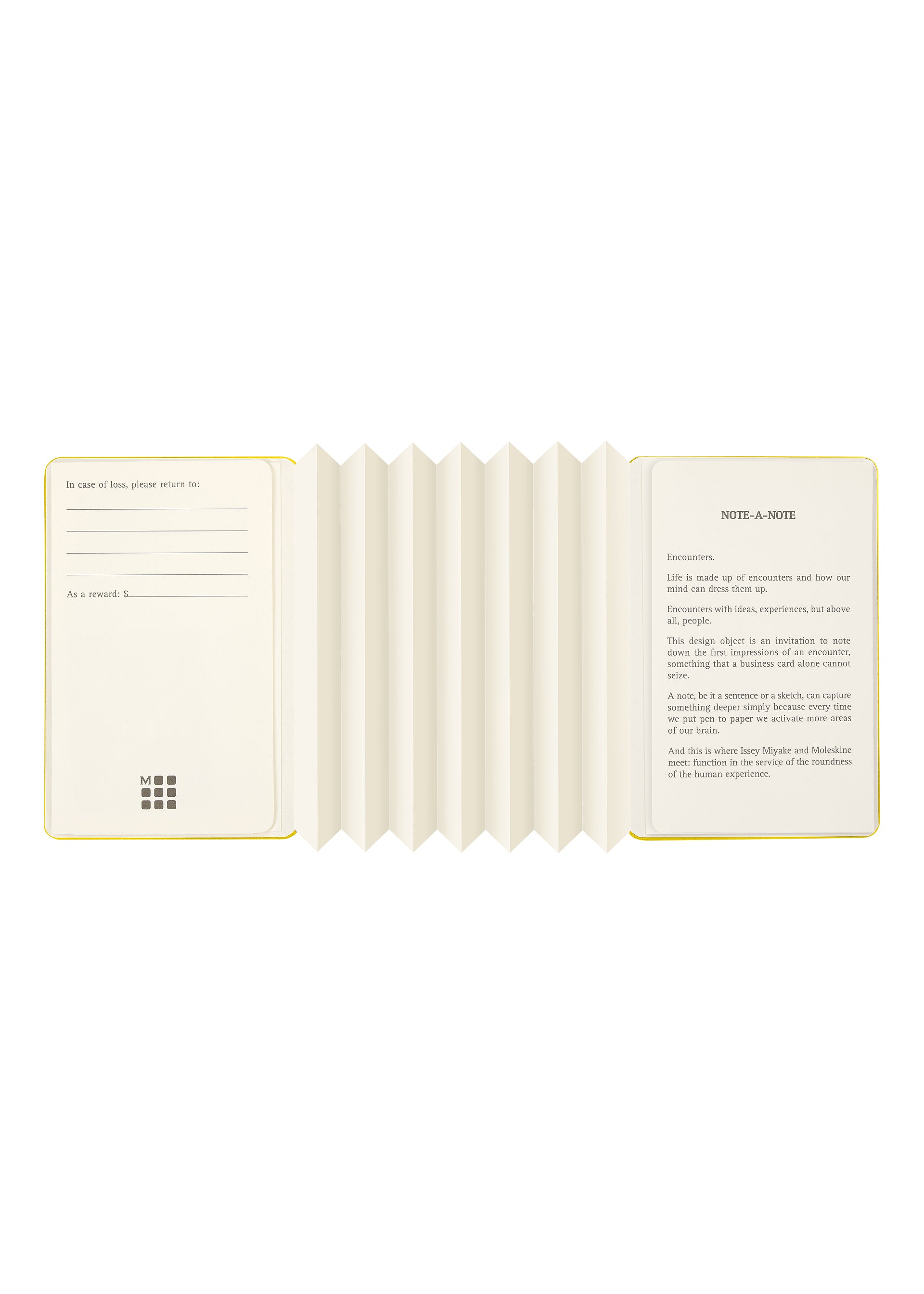 Issey Miyake NOTE-A-NOTE zápisník žlutý Moleskine karty