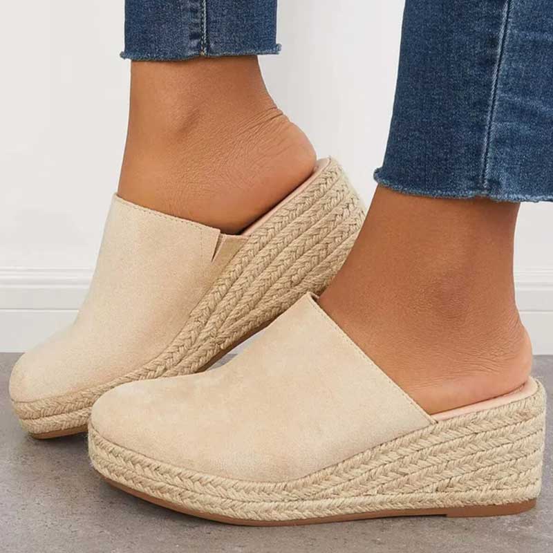 Norielle espadrilové mules na klínku béžové 38
