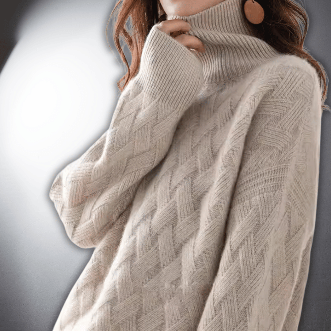 Norielle oversize rolákový svetr béžový copánkový