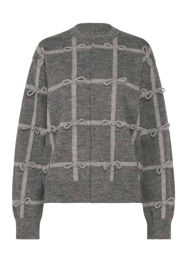 Issey Miyake Ribbon Knit kardigan šedý vlněný