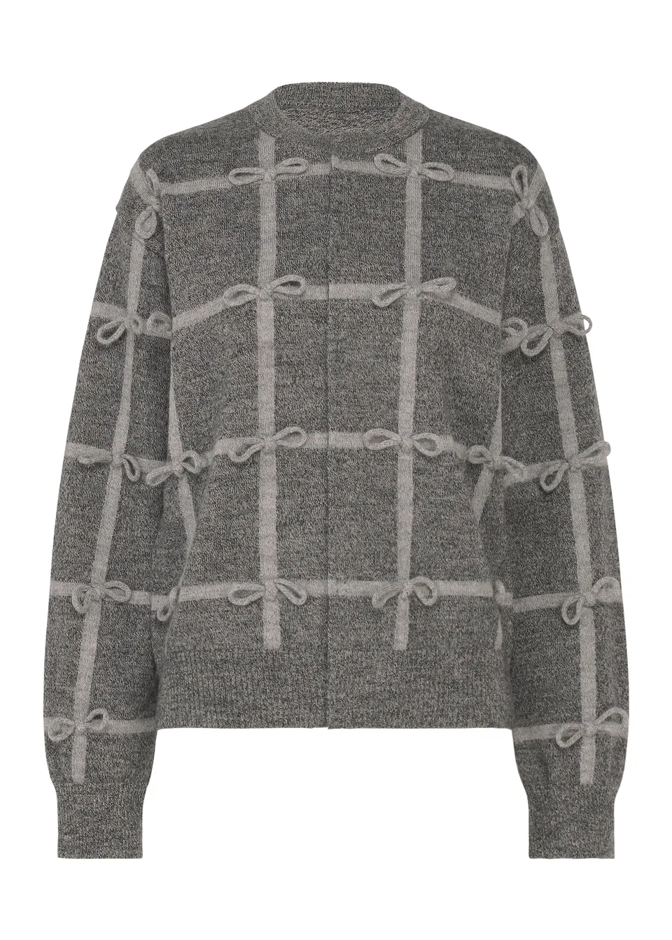 Issey Miyake Ribbon Knit kardigan šedý vlněný