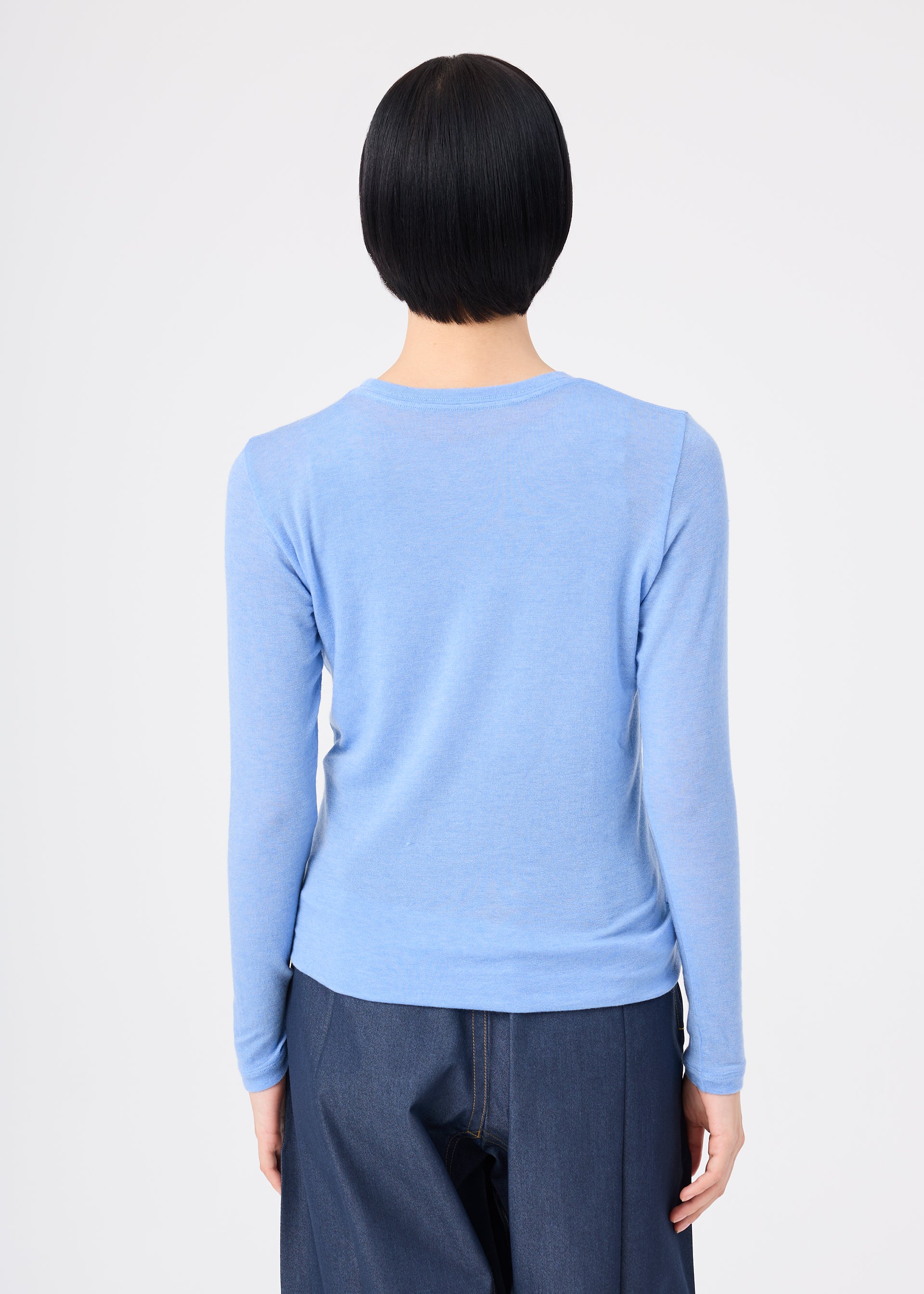 Issey Miyake Wool Mix Jersey top Black s dlouhým rukávem