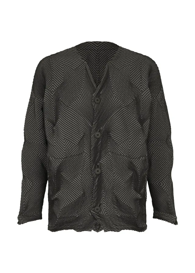 Issey Miyake Type-O 010-1 kardigan šedý vzorovaný