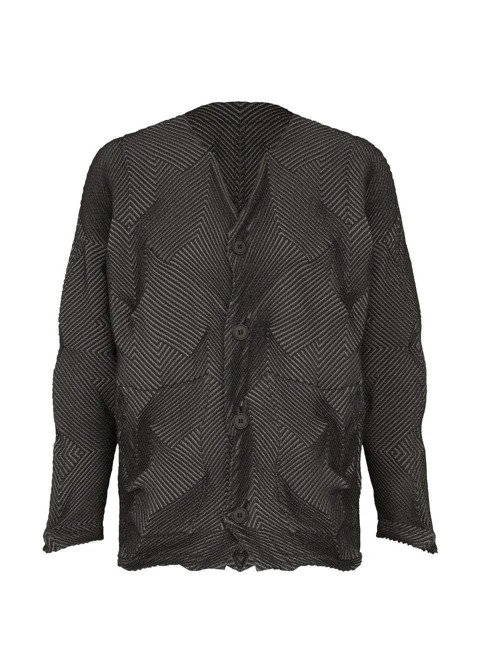 Issey Miyake Type-O 010-1 kardigan šedý vzorovaný