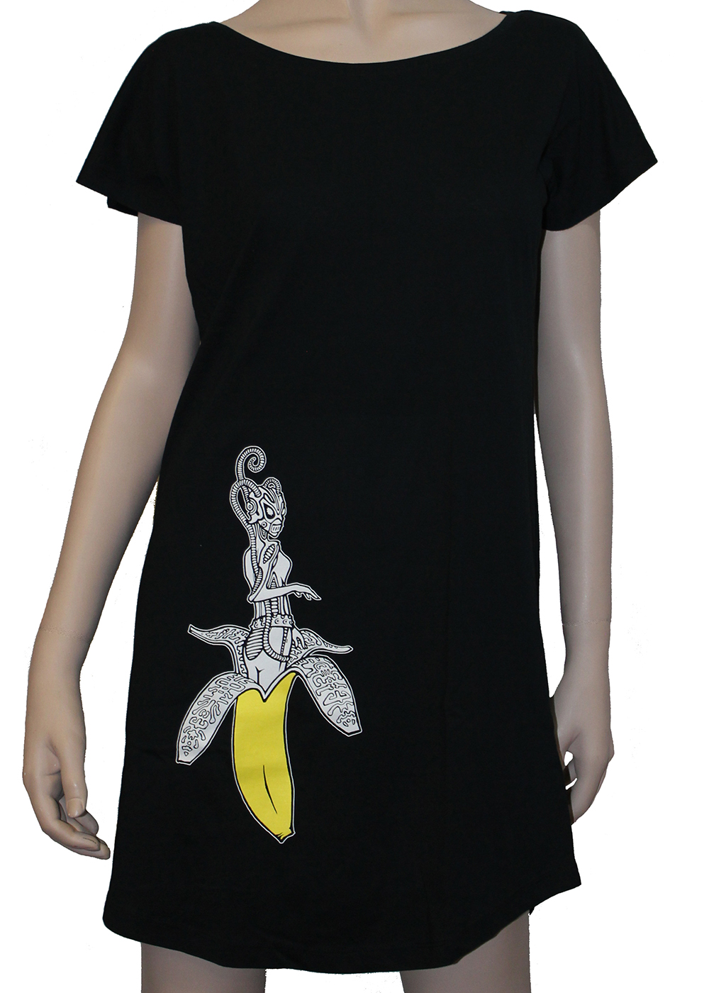 Alien DNA Banana Surprise tunika černá bavlněná