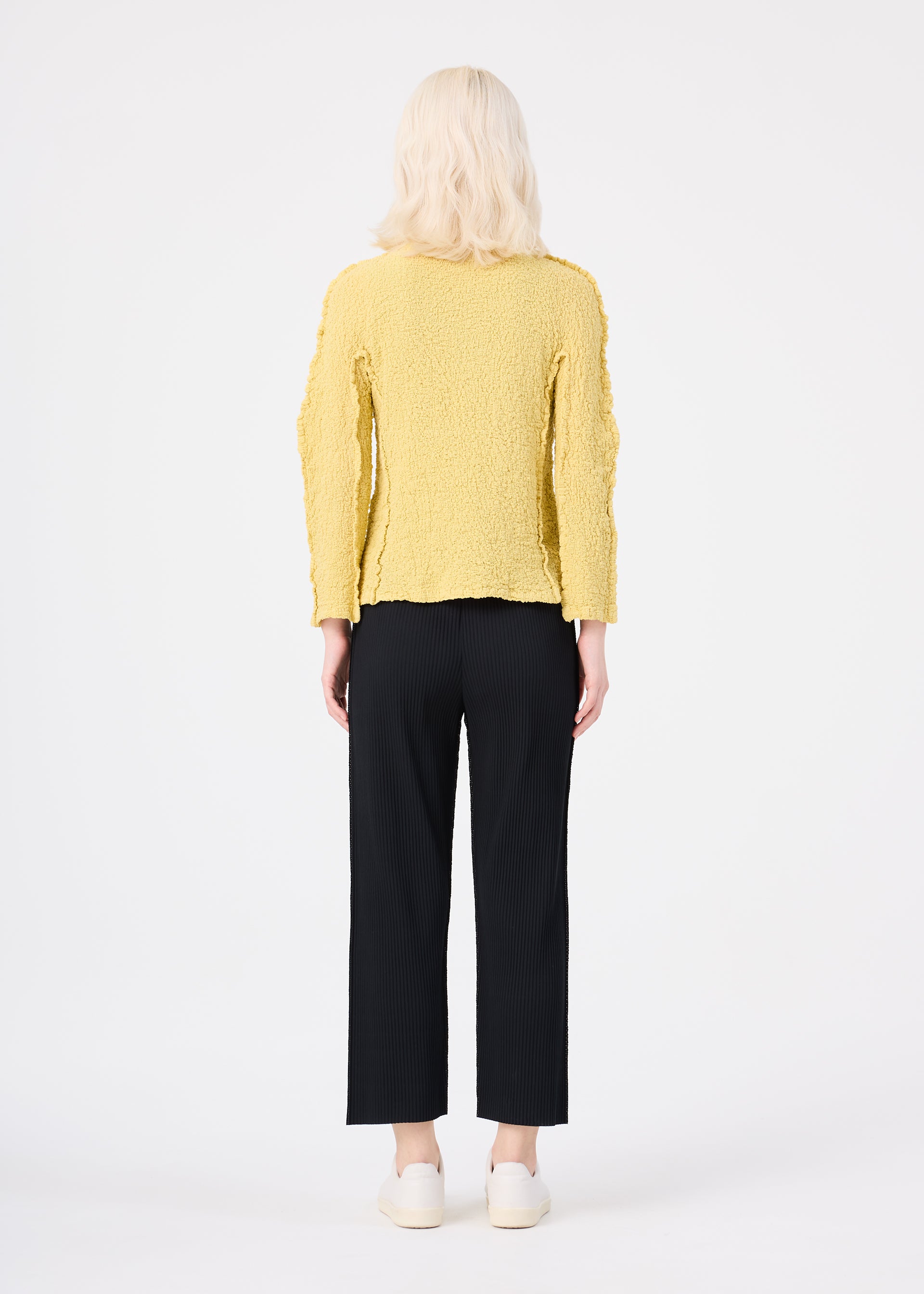 Issey Miyake Mix Fine Knit Pleats kalhoty black lehké
