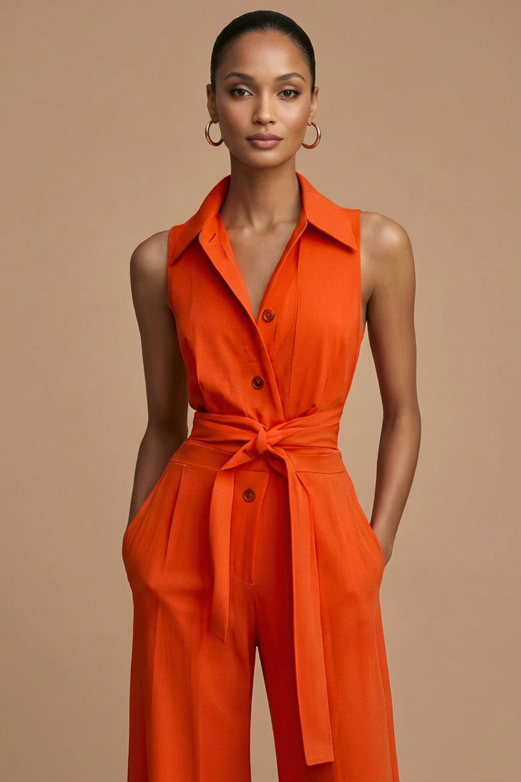Norielle elegantní overal bez rukávů oranžový