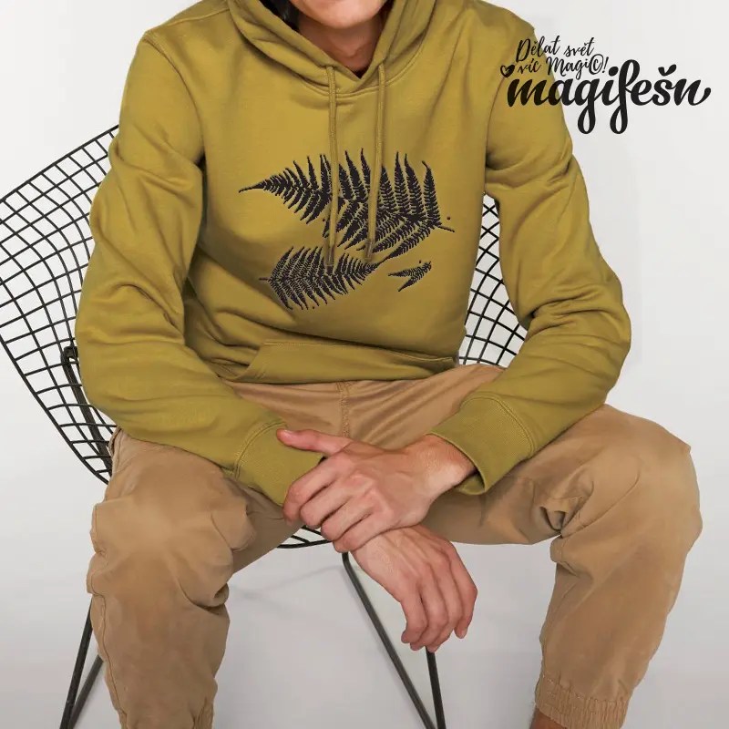 Magifešn CAPS mikina Kapradiny černá biobavlněná