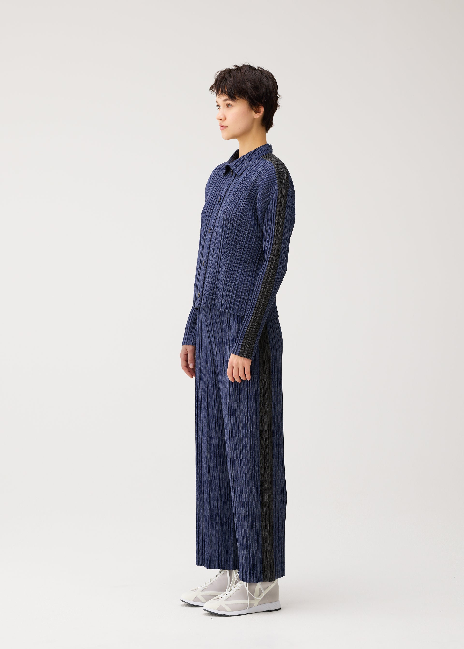 Pleats Please Issey Miyake Cotton Denim bunda tmavě zelená