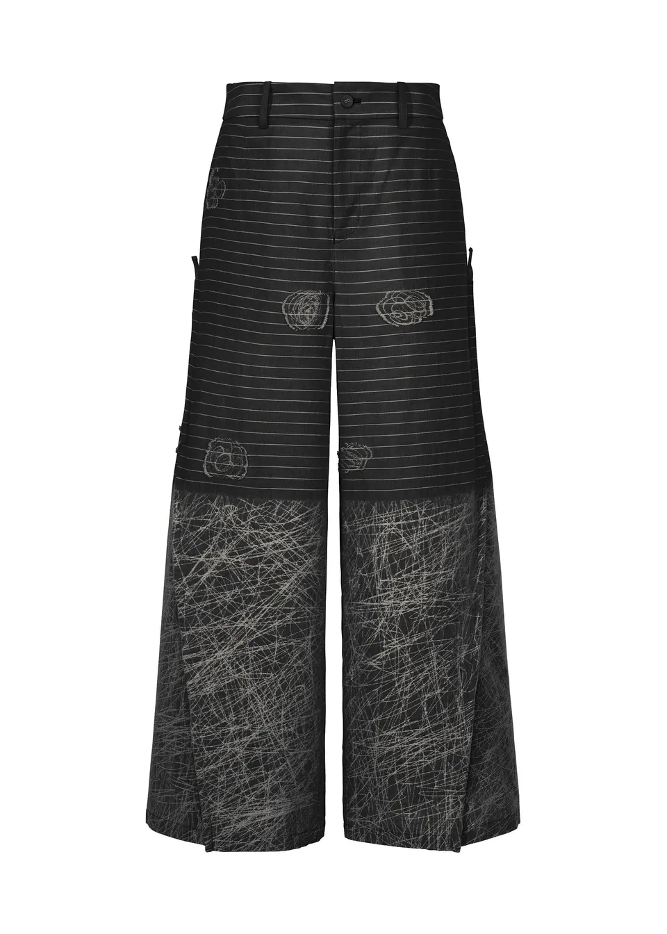 Issey Miyake One Stroke Draw široké kalhoty černé