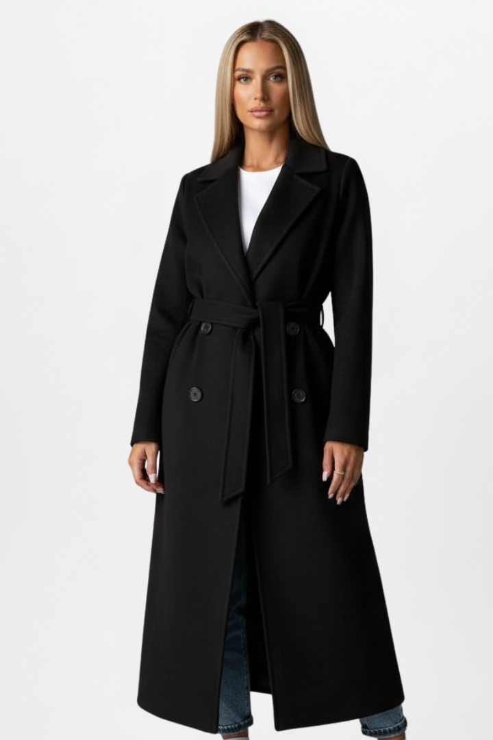Norielle trenchcoat dlouhý dvouřadý pásek velbloudí