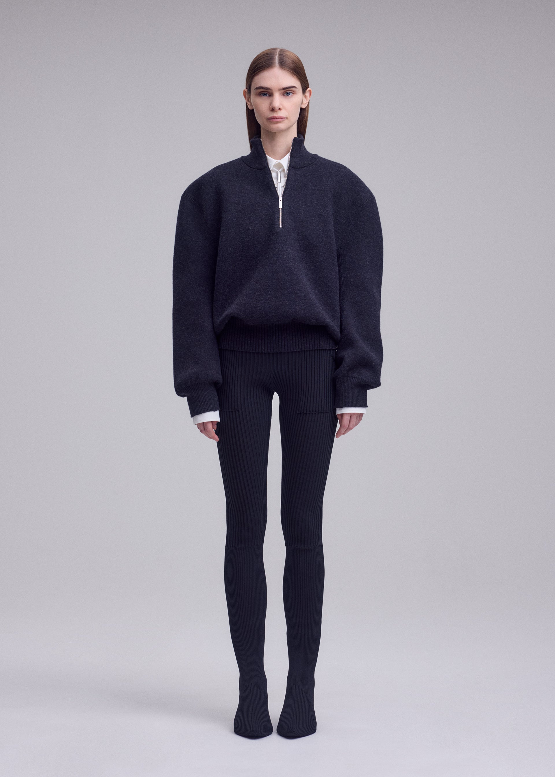 Issey Miyake Handsome Knit svetr černý půlzip vlna