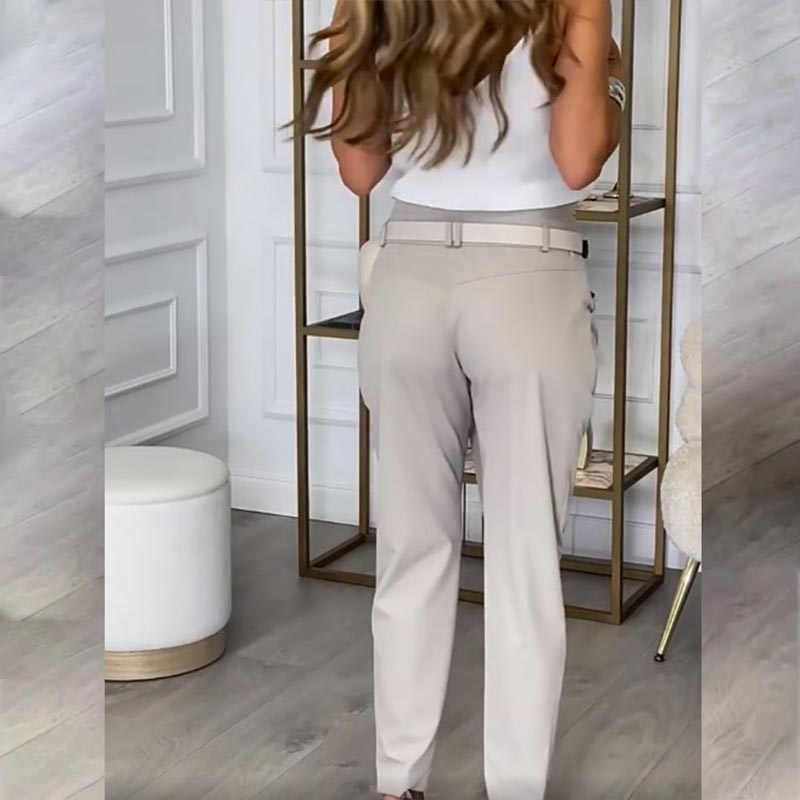 Norielle elegantní kalhoty s vysokým pasem šedé vysoký pas