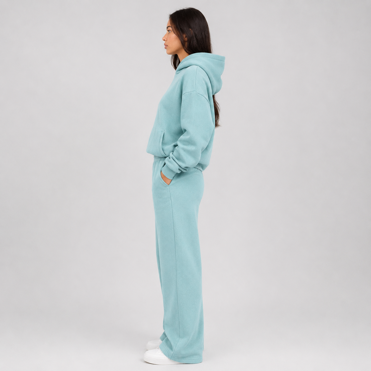 Norielle oversize tepláková souprava mikina kalhoty cyan