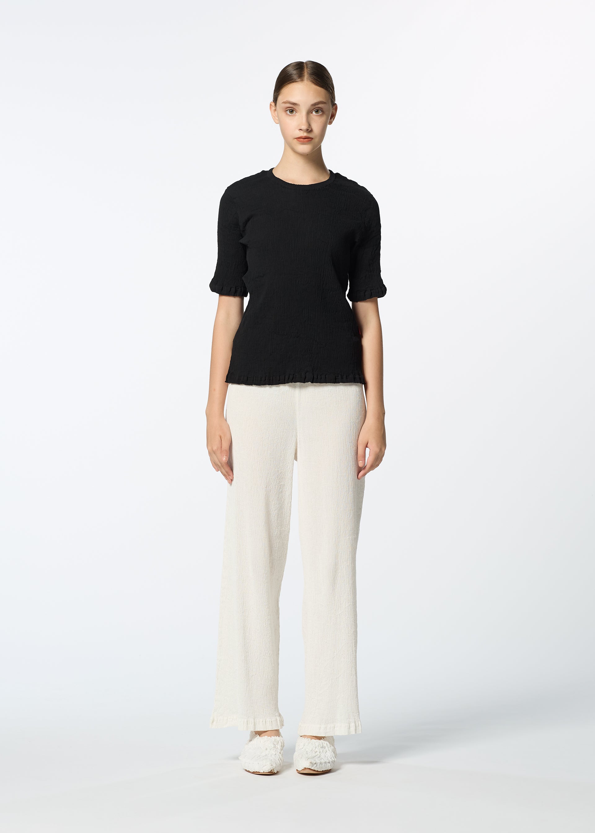 Issey Miyake Kyo Chijimi Basic kalhoty bílé široké