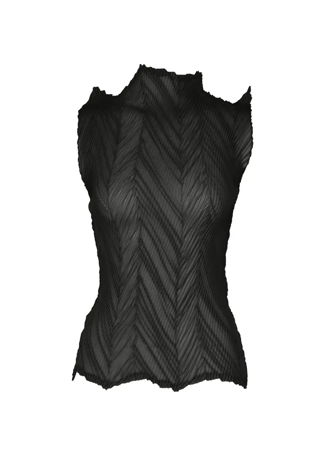 Issey Miyake Zigzag Pleats top bez rukávů černý vel. 2