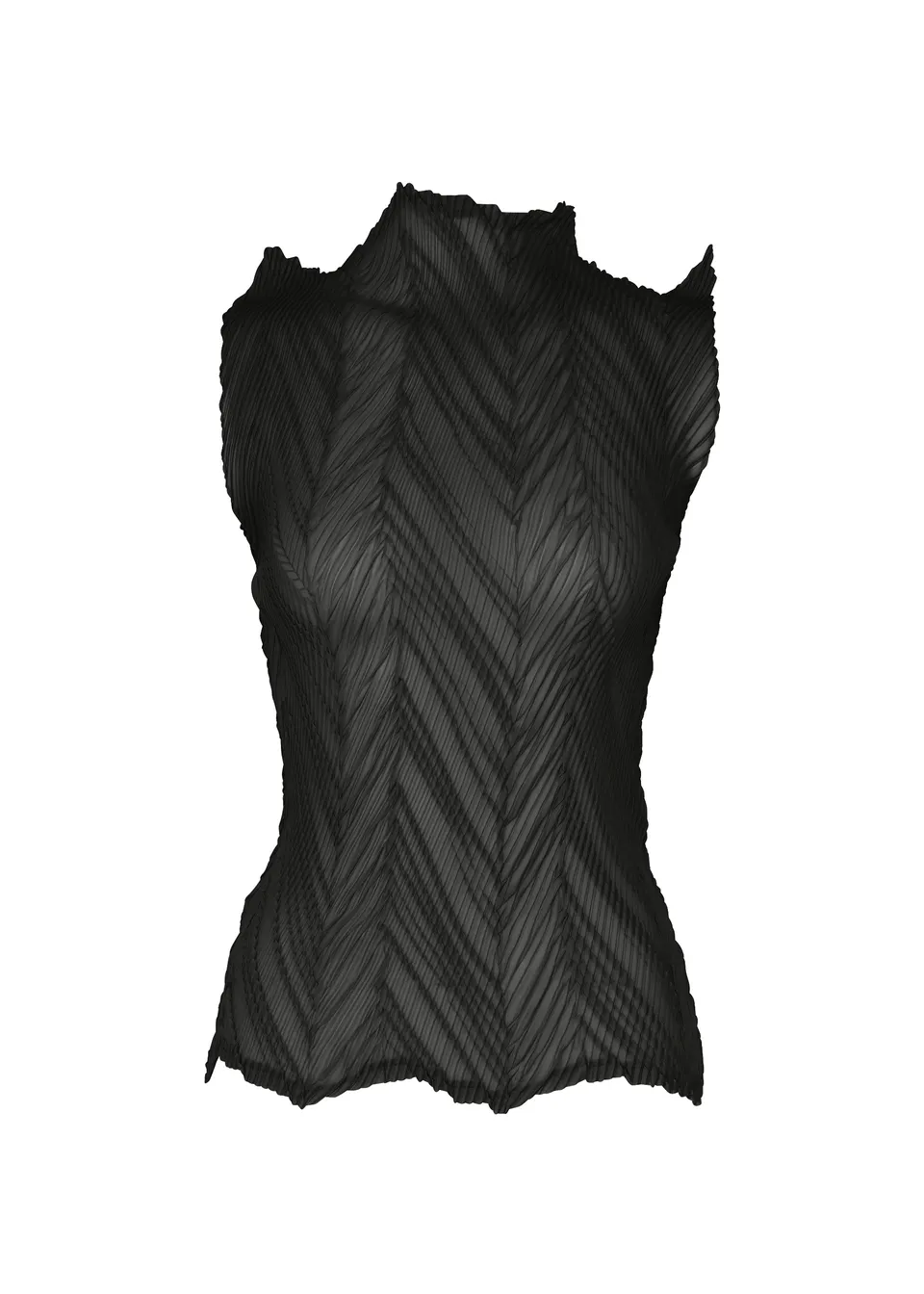 Issey Miyake Zigzag Pleats top bez rukávů černý vel. 2