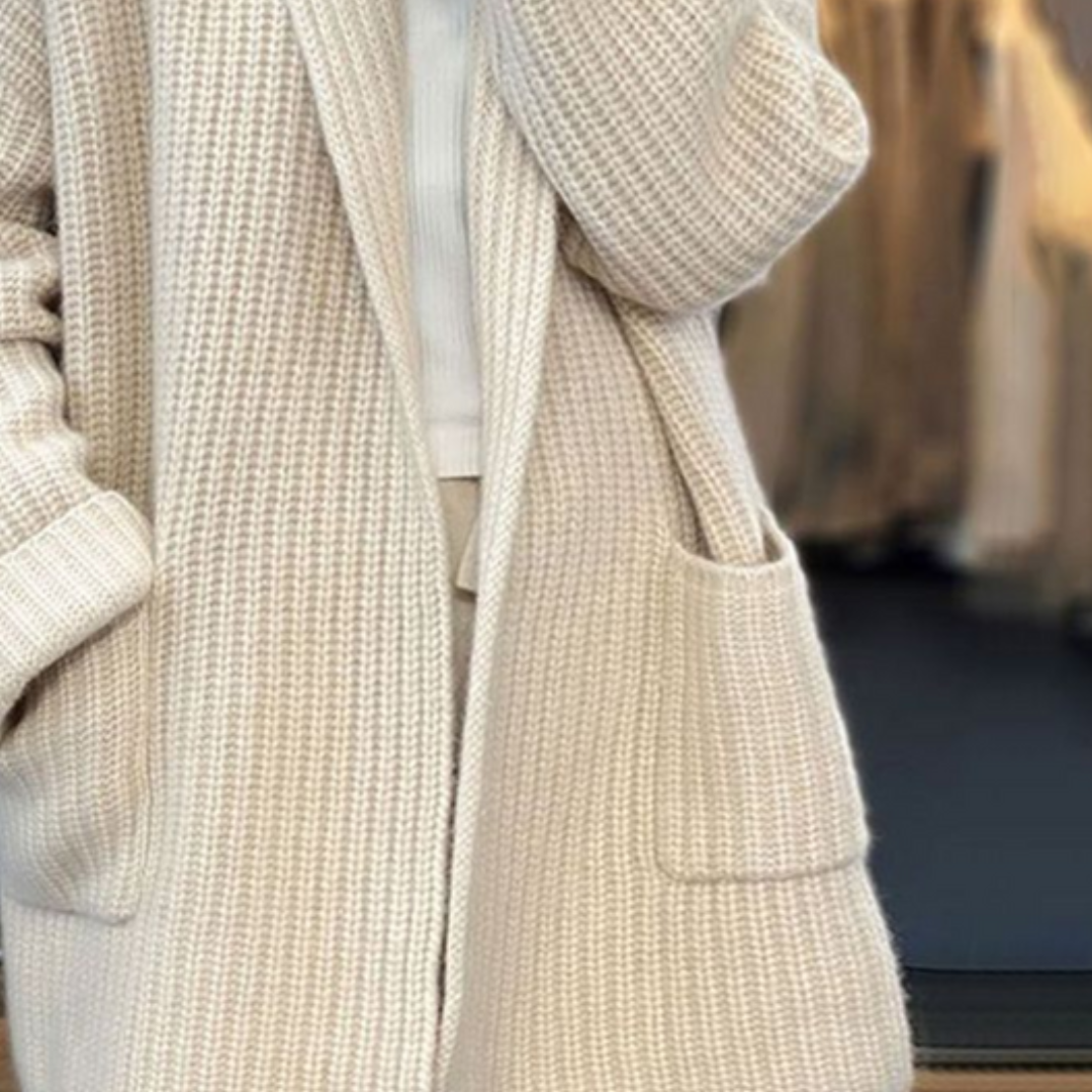 Norielle dámský dlouhý cardigan žebrovaný krémový