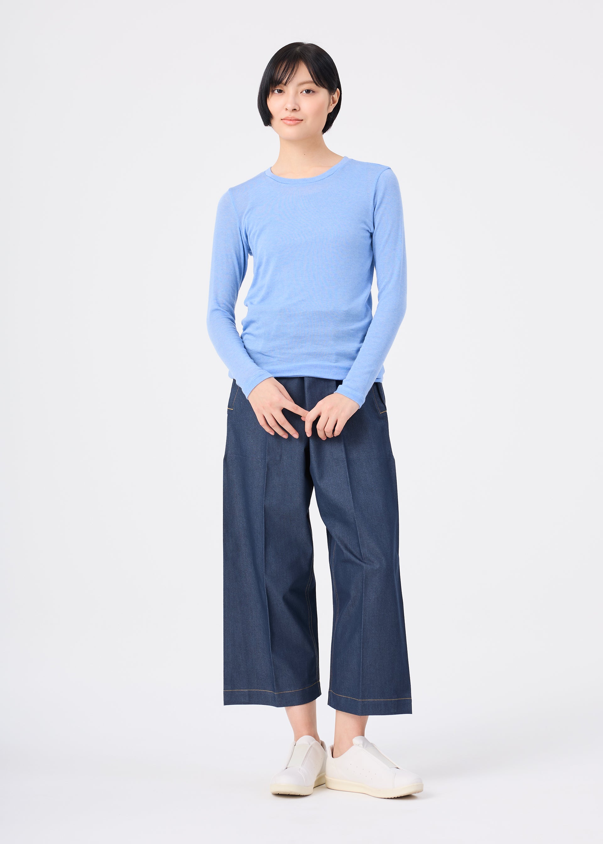 Issey Miyake Wool Mix Jersey top Black s dlouhým rukávem