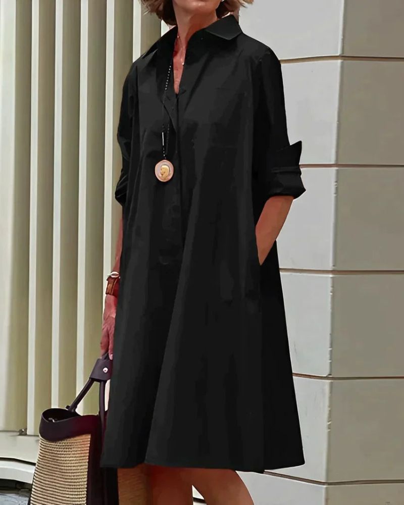 Norielle Elegant košilové šaty červená volný střih