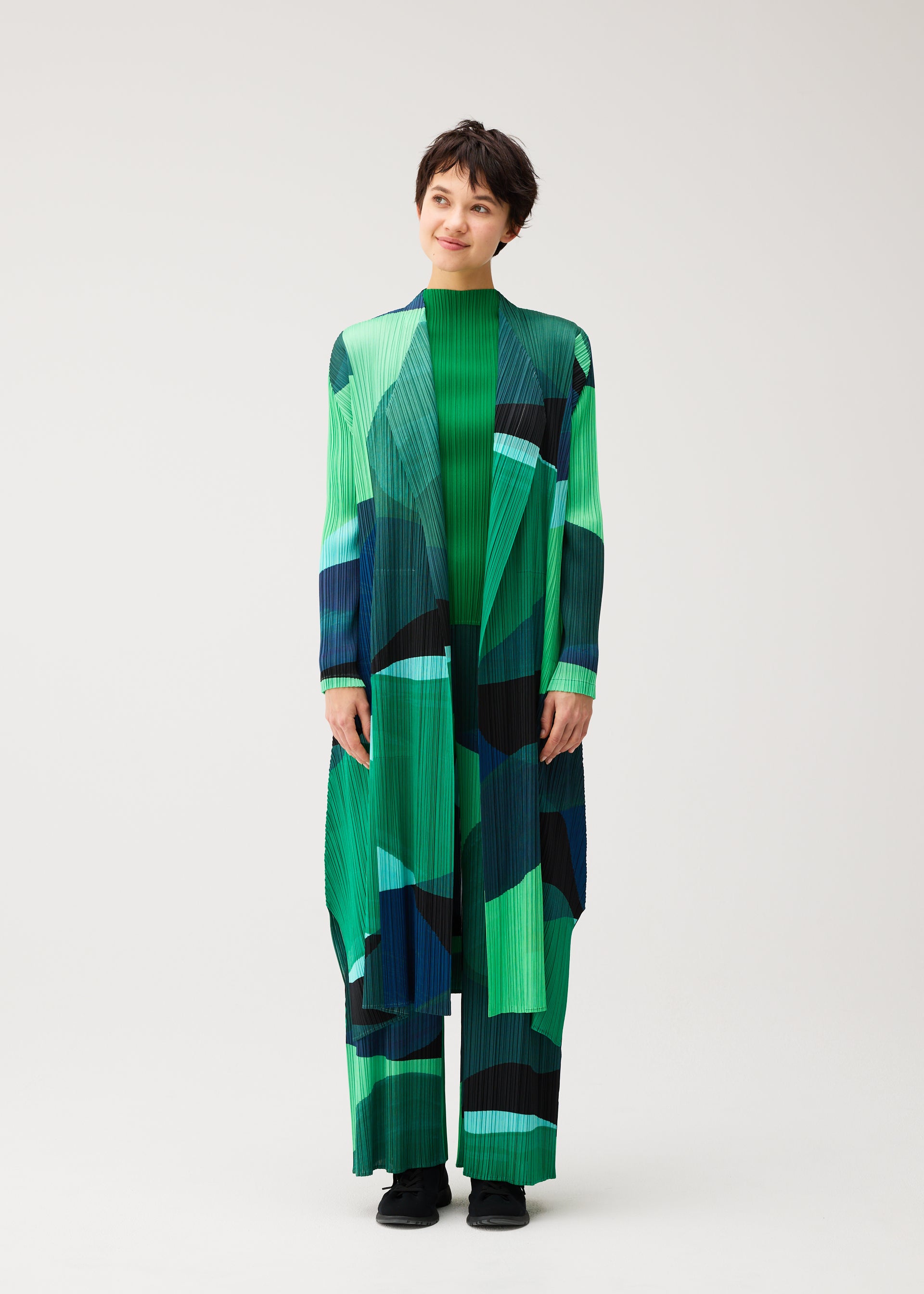Issey Miyake Orbit dlouhý kabát žlutá vel. 3