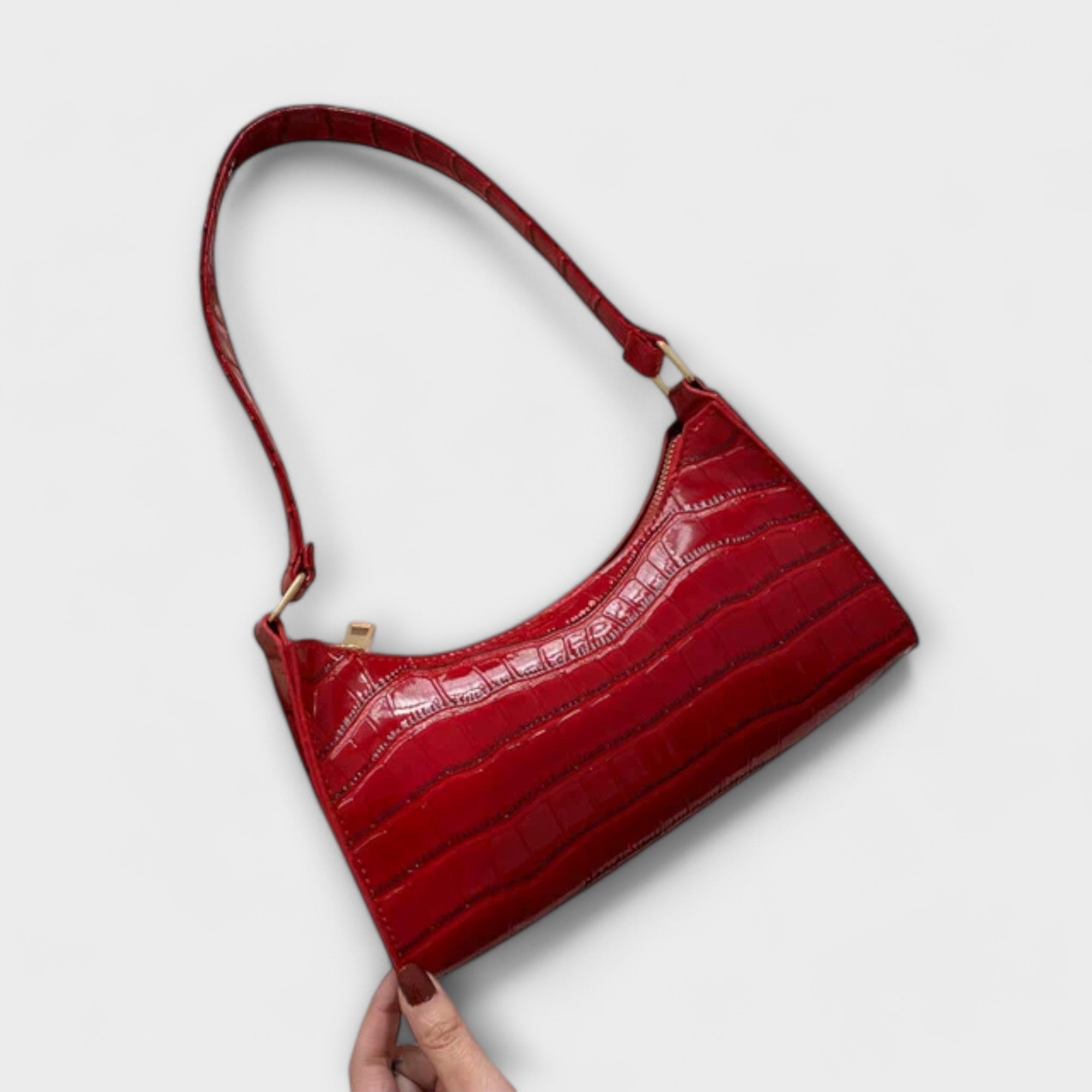 Norielle kabelka zelená croco bageta mini