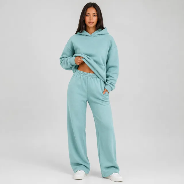 Norielle oversize tepláková souprava mikina kalhoty cyan