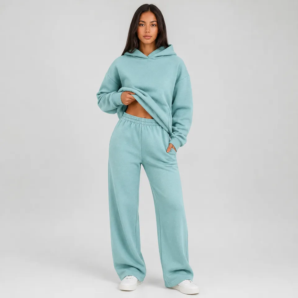 Norielle oversize tepláková souprava mikina kalhoty cyan