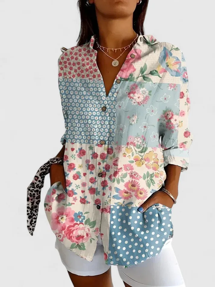 Norielle dámská košile patchwork květovaná vícebarevná