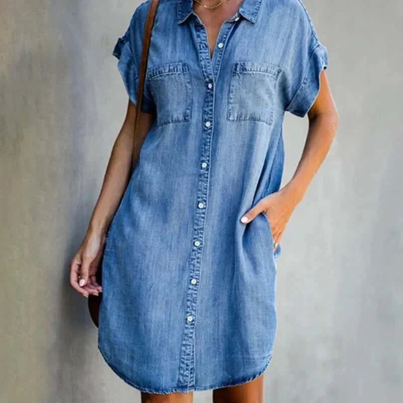 Norielle Denim košilové šaty světle modré