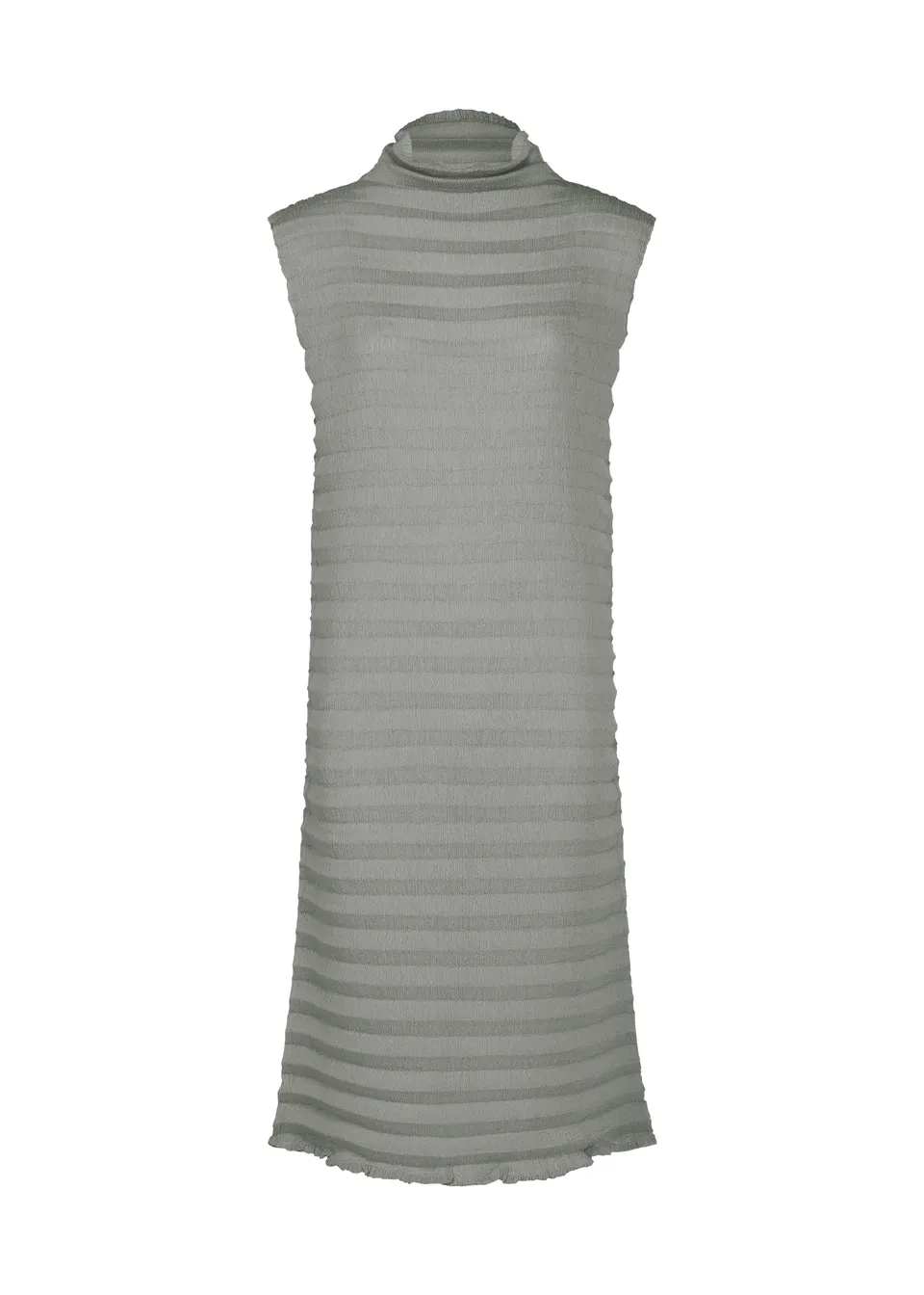 Issey Miyake Accordion See-Through Crepe šaty šedá průsvitné