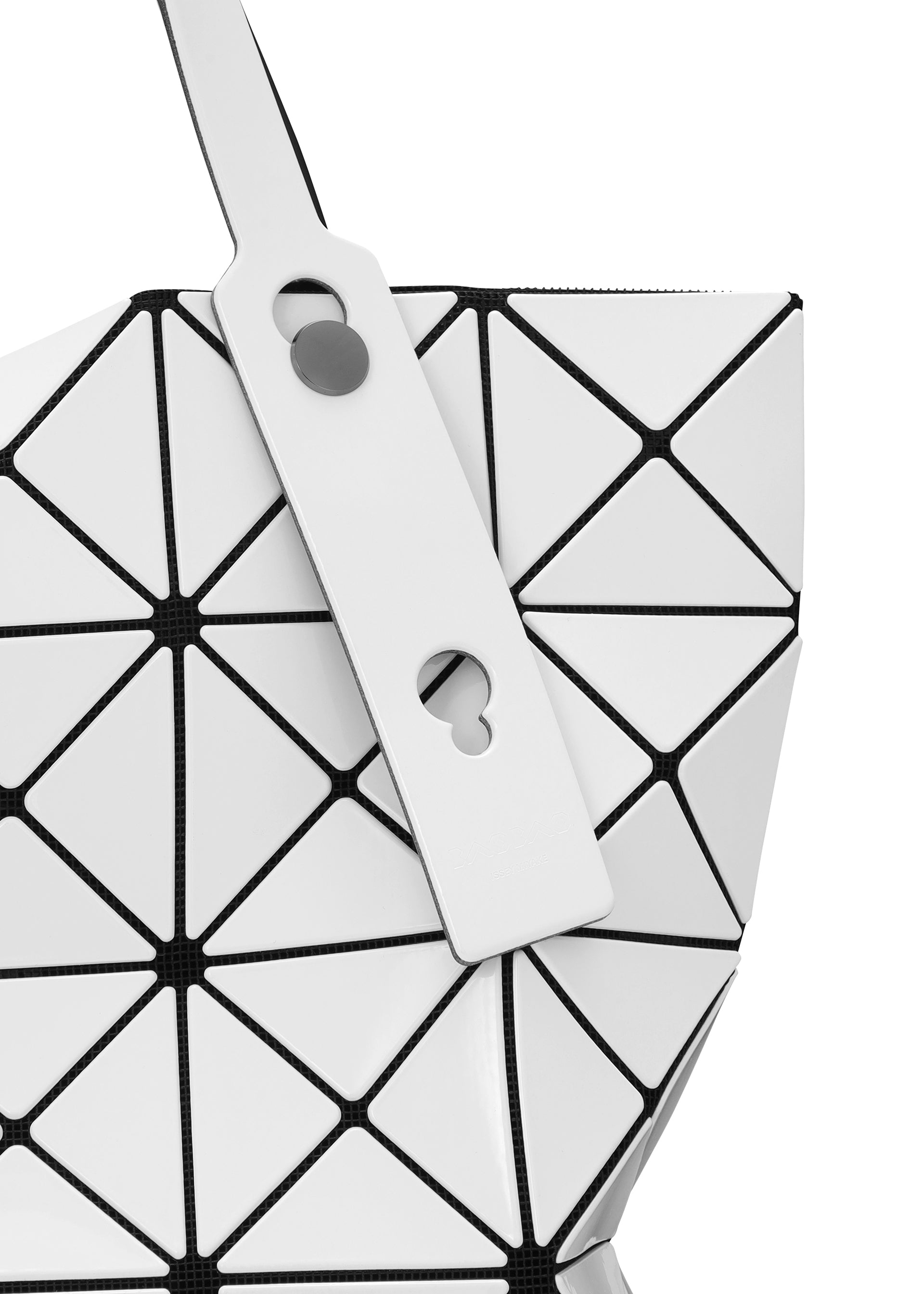 Issey Miyake Lucent tote kabelka bílá trojúhelníky A4