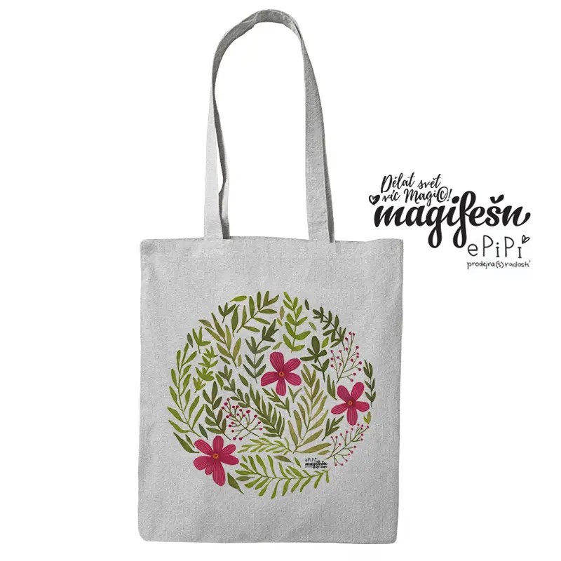 Magifešn MEDIUM Zelené kvítí taška recyklovaná