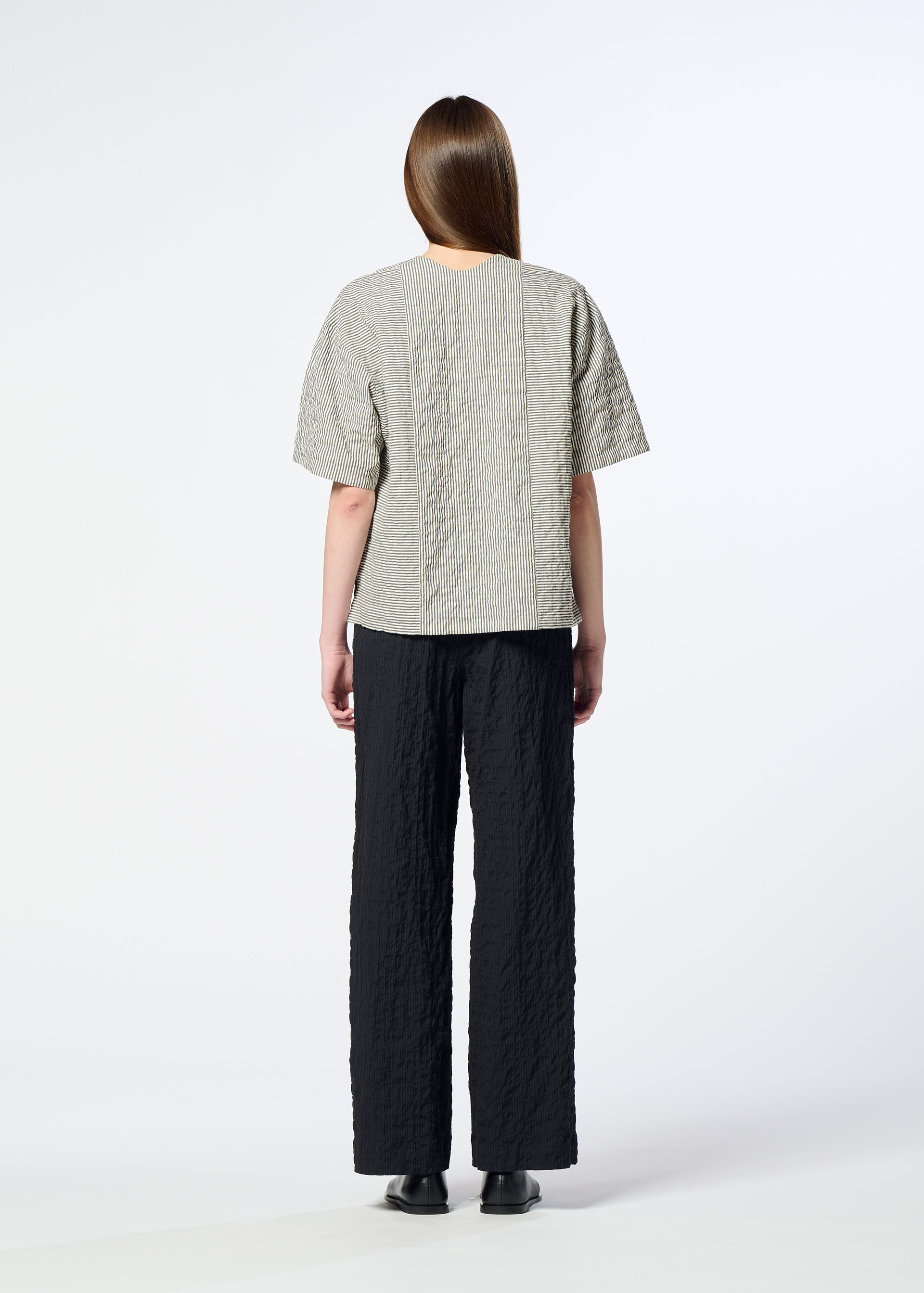 Issey Miyake Ripple Stripe top bílý strečový