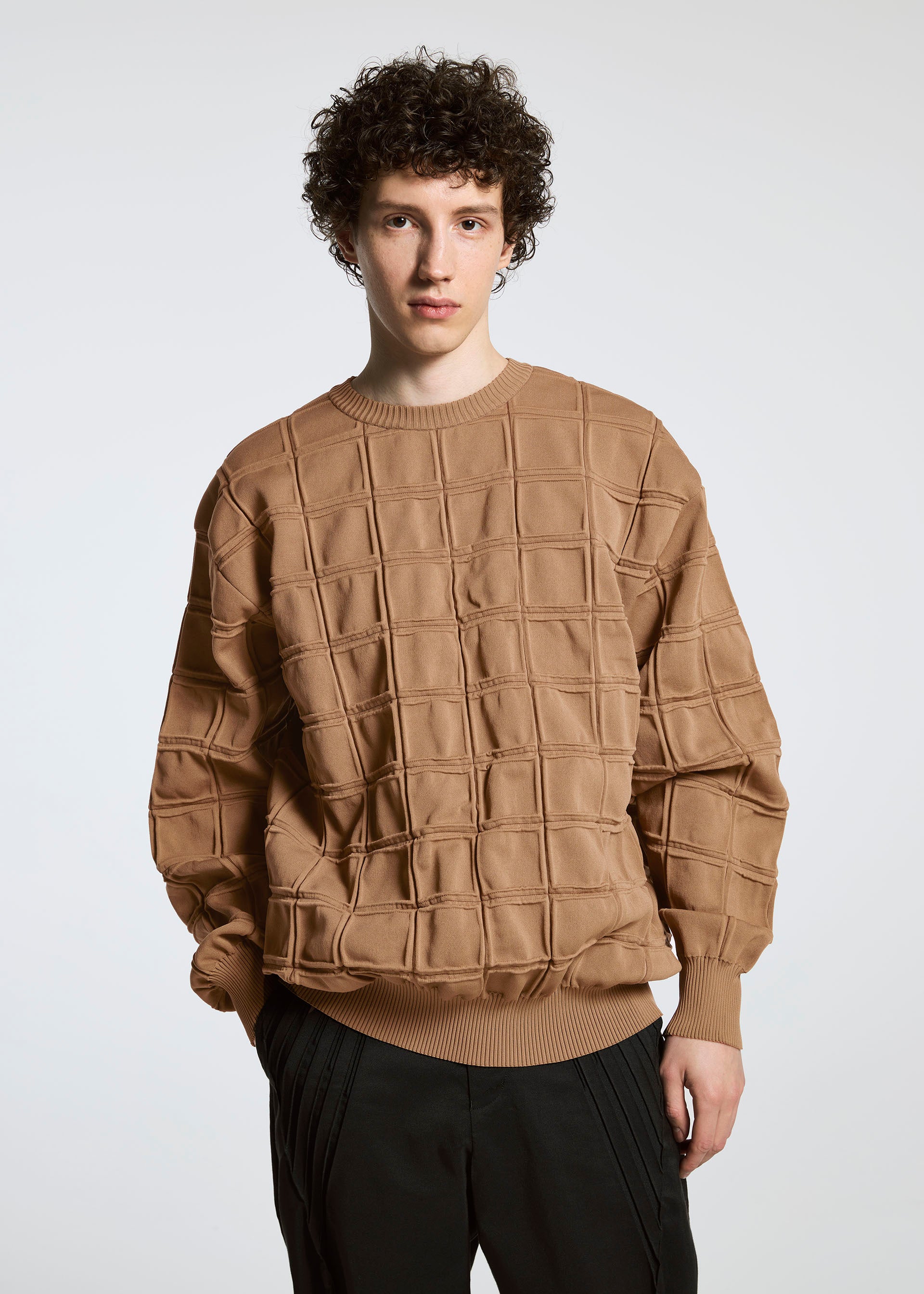 Issey Miyake Type-K 006 pletený top ivory strečový