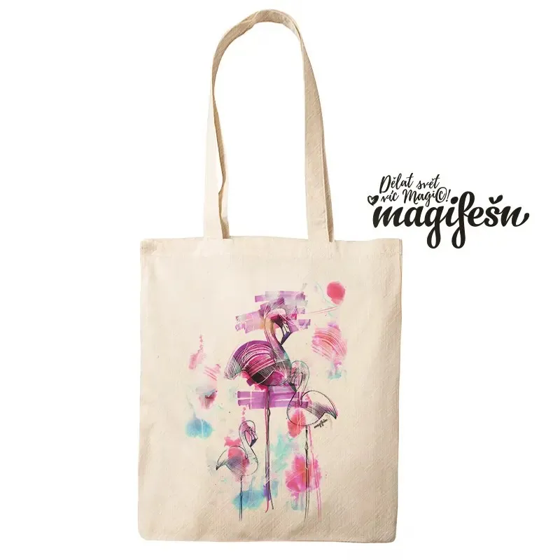 Magifešn MEDIUM Plameňáci taška z recyklované bavlny
