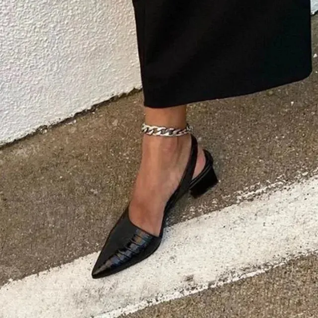 Norielle slingback lodičky černé na nízkém podpatku