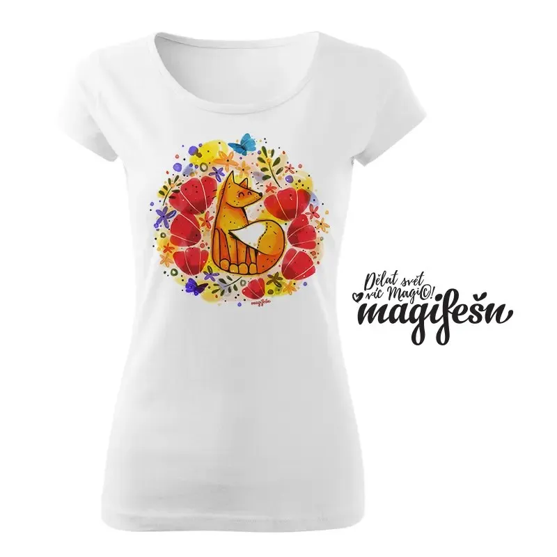 Magifešn XX Liška v máku dámské bio tričko
