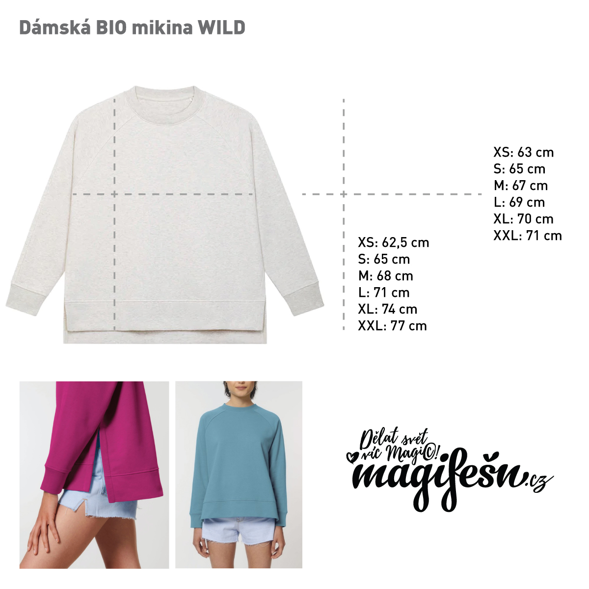 Magifešn WILD mikina Fluffy girl biobavlna