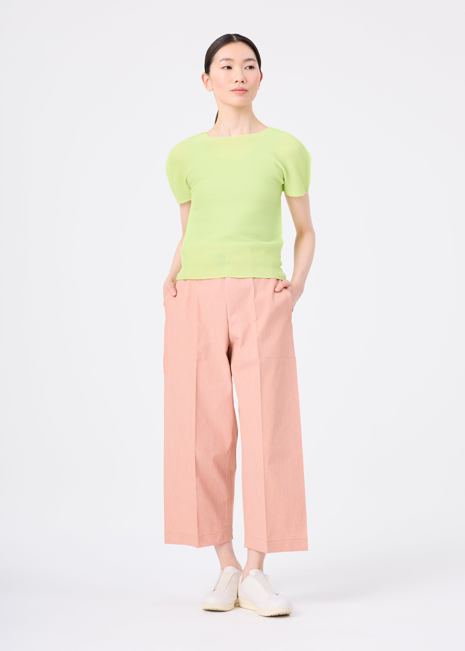 Issey Miyake Flat Denim Seasonal kalhoty salmon pink