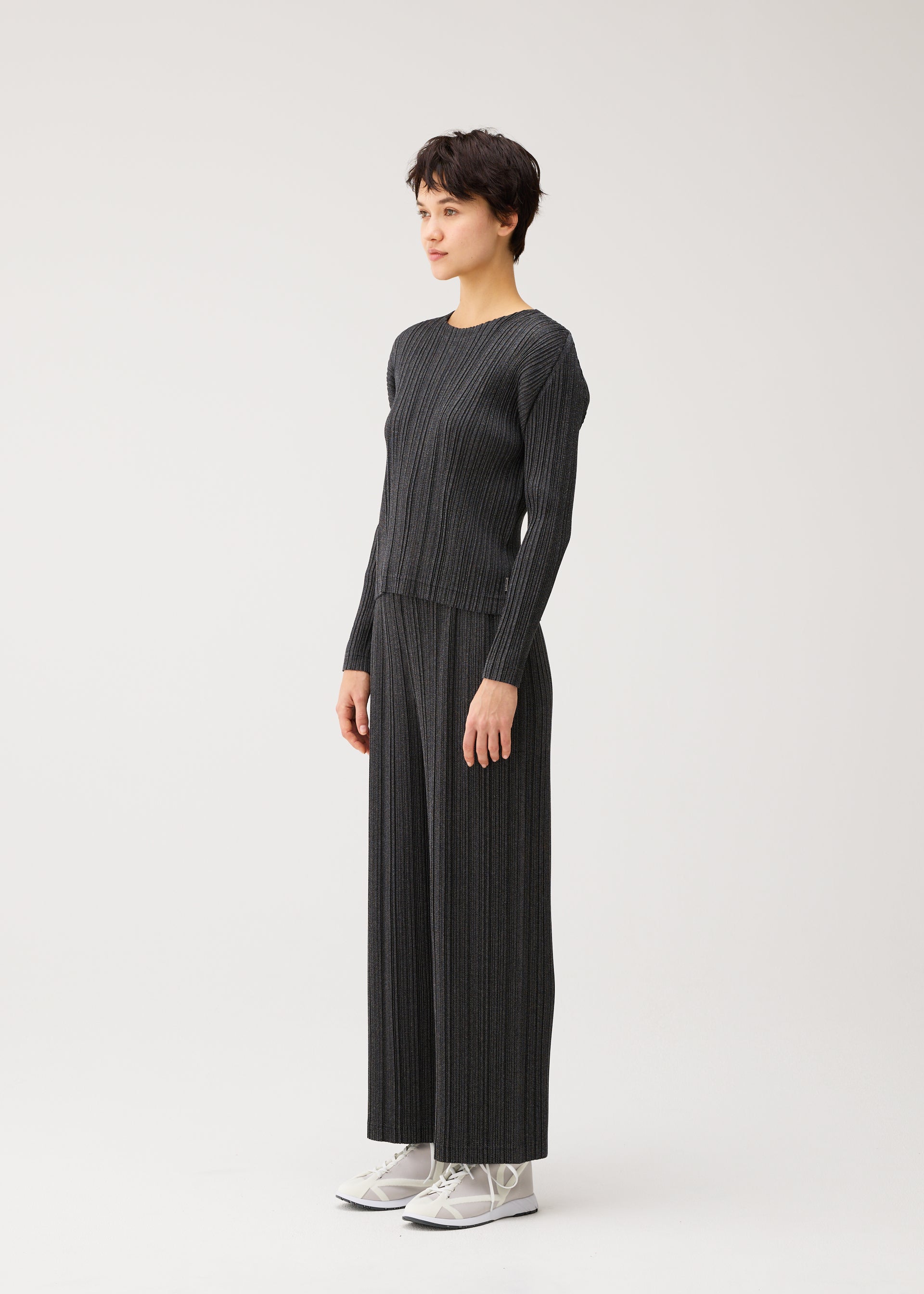 Issey Miyake Pleats Please Cotton Denim top černý s rukávem