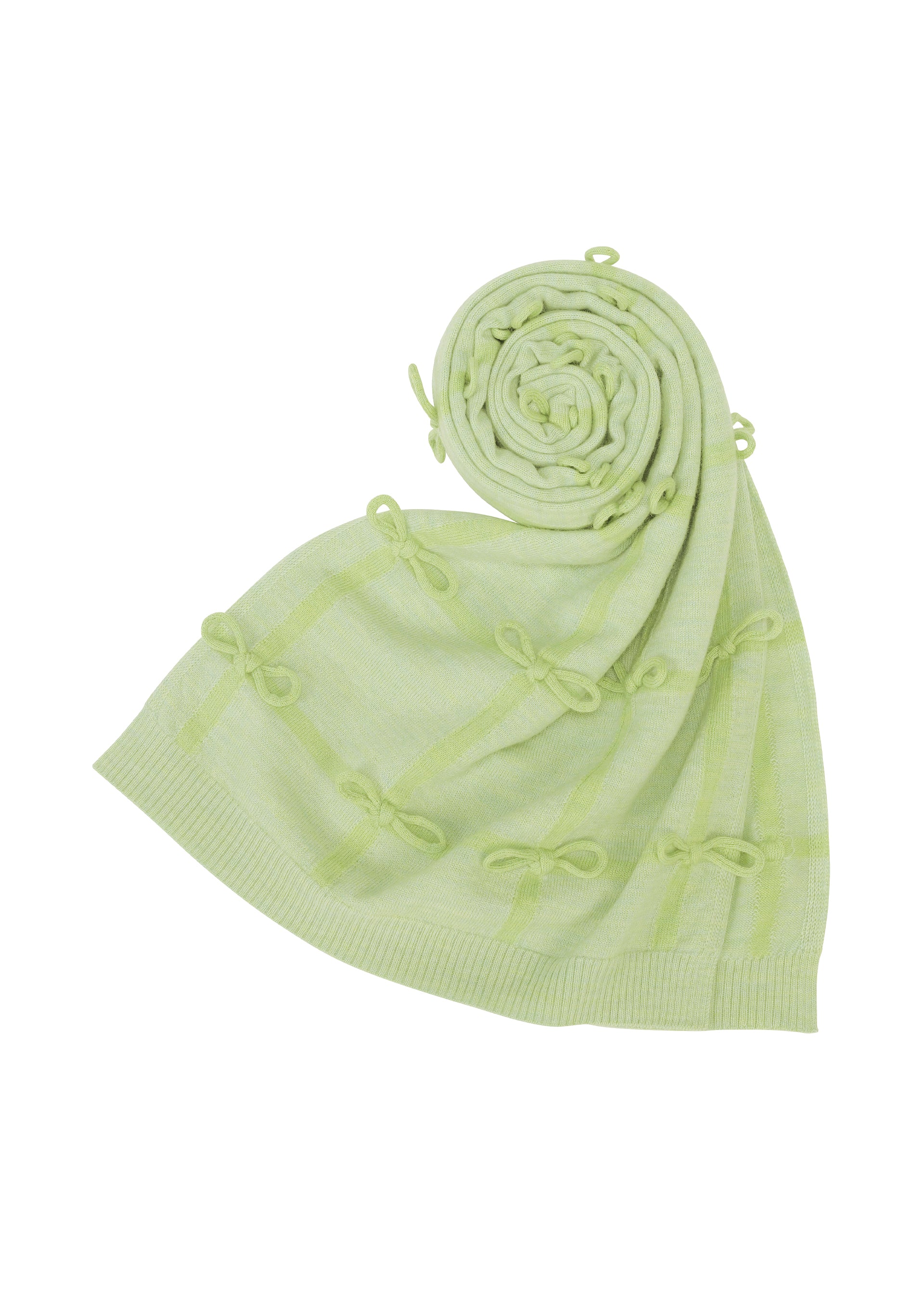 Issey Miyake Ribbon Knit vlněná štola šedá s mašlemi