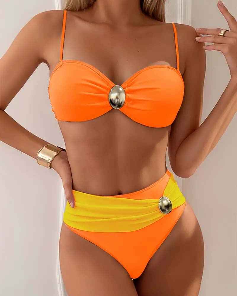 Norielle Bandeau bikiny tmavě modré s vysokým pasem